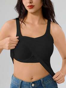 3pcs Women Solid Color Ribbed Camisole With Padded Bra, Casual Backless Cropped Tank Top - Multicolor - View 5