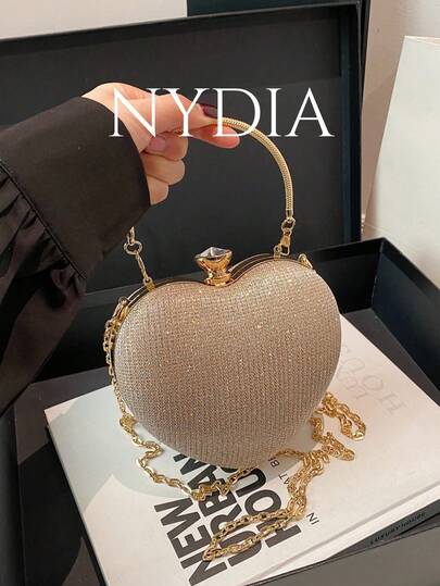 Luxury Handbags Clutch Purses Hot Heart Shape Chain Women Ladies Evening Bags, Prom Bag For Party , Wedding