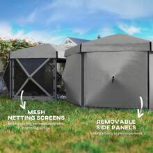 12' X 12' Hexagonal Pop Up Gazebo, Outdoor Canopy Tent - Xám đậm - Xem 6