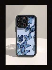Ilumina tu  con una funda de teléfono simple y gruesa con patrón de mariposas, compatible con  11/12/13/14/15/15pro/15 Plus/15 Promax/7plus/8plus/X/Xs Max/Xr/11pro/12pro/13pro/14pro/12mini/13mini/11promax/12promax/13promax/14promax/14plus/6/6s/6plus/7/8/Se& Galaxy/A54/A14/A12/A13/A15/A32/A33/A24/A52S/S20/S21/S22/S23/S24/S23Plus/S24ultra Funda para smartphone con diseños variados - Negro - Ver 3
