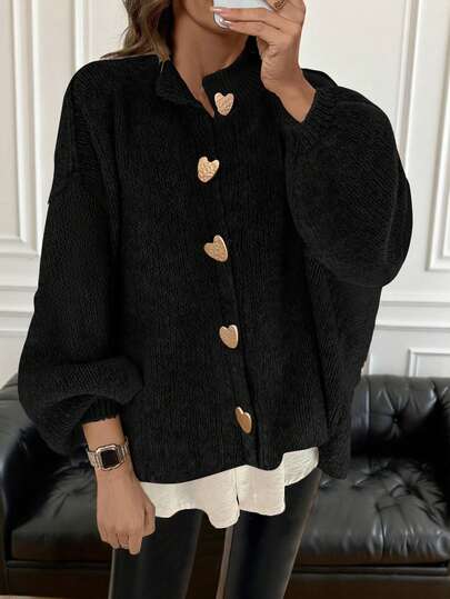 Friform Höst/Vinter Dam Plus Size Kofta Tröja, Lång Längd, Mode Minimalistisk Business Casual Pendling Elegant Semester Varm Lyxig Mångsidig Bantning Victory Day Dam Söt Topp Koreansk Stil