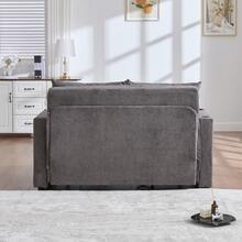 Multifunctional Fabric Sofa, Foldable Pull-Out Sofa, Small Living Room Sofa With Two Functions, Removable And Washable, With Storage Bag, With USB Charging Function, With Cup Holder - Grey - View 2