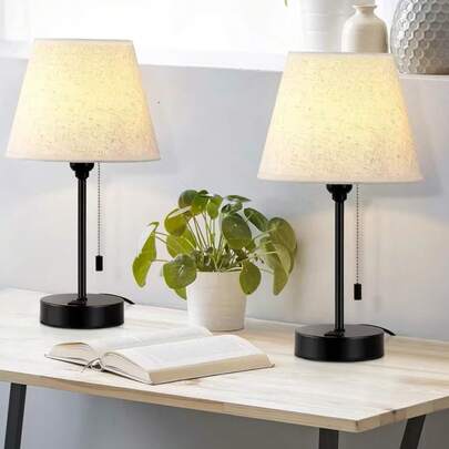 AMILL 1/2 Pack Rechargeable Cordless Table Lamp, Battery Operated Night Light Lamp Wireless Portable Desk Lamp For Table Restaurant Bedroom Patio(Black)