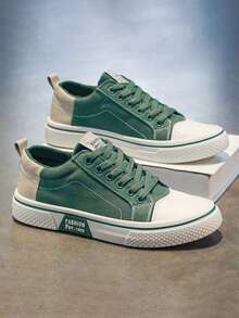 Tenis de hombre de lona, tenis para hombre con diseño retro colores combinados, zapatos para hombre cómodos tenis hombre ideales para uso casual y calle, incluye tenis de mujer en estilos coordinados - Verde - Ver 1