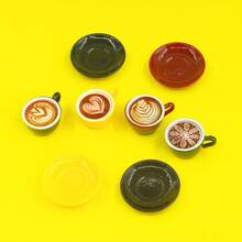 Realistic Coffee Cup Miniature Food Toy Tableware Set, DIY Resin Food Toy Coffee Plate - Multicolor - View 7