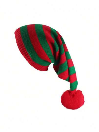 1 pieza Gorro de Navidad de Punto Estilo Santa, Gorro de Navidad de Ganchillo Rojo y Verde, Gorro de Punto Unisex para Fiesta de Navidad, Regalo de Navidad Cálido, Halloween