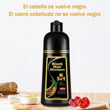 Cabello teñido natural 3 en 1 champú - negro (500 ml) - teñido, limpio y acondicionado en un solo paso - Negro - Ver 1