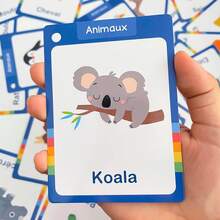 Lachilly Juego de 162 tarjetas de vocabulario francés, incluye temas de alimentos, animales, frutas, partes del Body, herramienta de aprendizaje interactiva para maestros y estudiantes, ayuda para el aprendizaje del francés, juguete educativo para el hogar/escuela - Multicolor - Ver 10