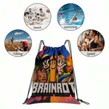 1pc Italian Brainrot Anime Backpack - Heavy-Duty Oxford Soft-Shell Backpack With Drawstring Closure, Lightweight And Easy To Carry, With Practical Pockets - Suitable For Fitness, Travel, Sports, Daily Use - Fun Cartoon Backpack, Suitable For Gamers, Anime Fans, Brainrot Game Enthusiasts - Durable Unisex Backpack - Multicolor - View 2