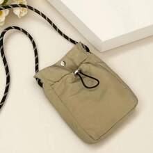 Una nueva bolsa ligera de estilo japonés para teléfonos móviles para jóvenes, una versátil bolsa cruzada de estilo coreano con cordón para monedas - Negro - Ver 3