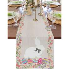 Camino de mesa de Pascua, floral azul y rosa, estilo rústico, primavera - Multicolor - Ver 13