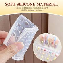 1个3D美甲硅胶打印模具，美甲工具，多功能美甲硅胶模具，五角星、心形和星形图案设计，适合日常美甲趣味图案装饰，打造精致美甲，理想礼物 - 彩色 - 查看 4