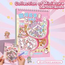 1 Libro de Pegatinas de Escenas en Miniatura, Incluye 20 Escenas Diferentes, Viene con Pinzas de Metal, Serie Sunny Town DIY Libro Decorativo de Pegatinas - Multicolor - Ver 20