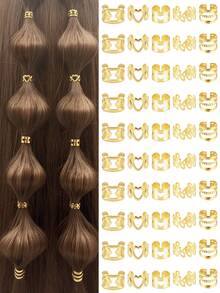 50PCS Vintage Boho Style Alloy Hair Rings Set - Hollow Out Round Hair ...