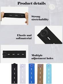 6pcs Adjustable Waistband Extender Buckle, Elastic Button Extenders,Premium Button Extender,Maternity And Overweight Men's Pants Extender,For Loose Pants,Jeans, Trousers, Skirt,Dress,Practical Sewing Tool(Black,White,Blue,Dark Blue,Light Blue) - Multicolor - View 3