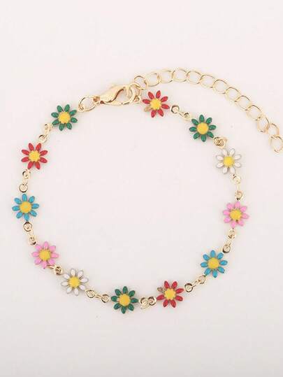 1 pieza Brazalete de margarita colorido, brazalete delicado y elegante, adecuado para uso diario