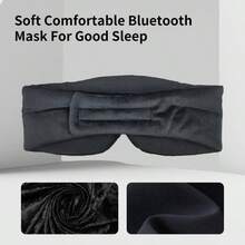 Sleep Headphones Bluetooth Sleep Mask Silk Headband Earphones Bluetooth Eye Mask For Sleeping On Side Blackout Soft Sleep Earphones Music Eye Cover Black - 黑色 - 查看 6