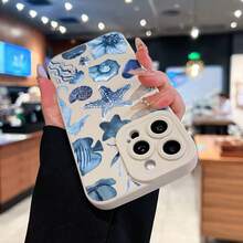 Ocean Life Art Pattern Phone Case Compatible With Samsung Phone Cases  17  16 Pro Max  15 Pro Max  13 And  12 Made Of TPU Material Providing Shock And Drop Protection A Great Gift For Family Friends Loved Ones Boyfriends/Girlfriends And For Christmas - White - View 3