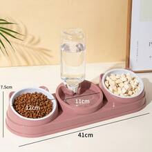 PETSIN 2-In-1 Cat Feeder And Water Dispenser Set, Featuring Dry And Wet Separation Design, Durable Plastic Material Easy To Clean, Tilted Design To Protect Pets' Neck. This Feeder, Water Dispenser And Cat Bowl Set Is Suitable For Cats And Small Dogs, An Ideal Choice To Provide Sufficient Water And Healthy Diet For Multiple Pets. - Multicolor - View 5