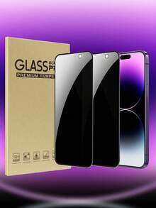 2 件防摔隐私屏幕保护膜适用于 16/16 Plus/16 Pro/16 Pro Max/15/15Pro/15Plus/15Promax 防水钢化玻璃防震防刮防指纹全覆盖 - 黑色 - 查看 11