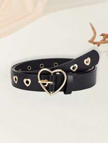1条女士心形扣腰带，时尚百搭，可搭配连衣裙、外套或西裤，适合日常穿着。情人节、秋季、万圣节 - 黑色 - 查看 9