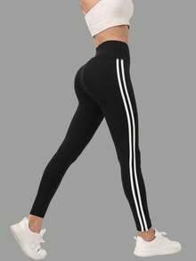 Women Tummy Control Compression Leggings, High Waist Workout Running Yoga - Black - View 4