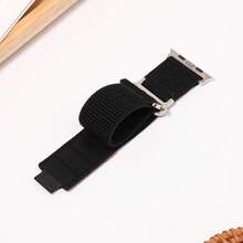 Trail Loop 尼龙表带，兼容 表带 49mm 46mm 45mm 44mm 42mm 41mm 40mm 38mm 男女款，坚固耐用的编织弹性运动表带，兼容 Ultra 系列 11/10/9/8/7/6/SE/5/4/3/2/1/SE - 深黑色(旗) - 查看 3