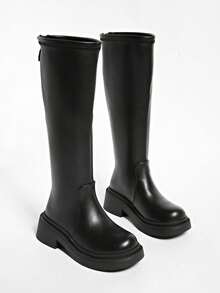 2025 Spring/Autumn New Tall Shaft Riding Boots For Women, Over-The-Knee, Inner Heightening, Slim Fit Tall Boots - Black - View 6