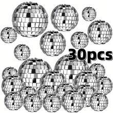 30 piezas de mini adornos de bola de disco, bolas de vidrio reflectantes plateadas para decoración de fiesta de Mardi Gras, regalo de árbol de Navidad brillante - 4 cm, 10 unidades - Ver 1