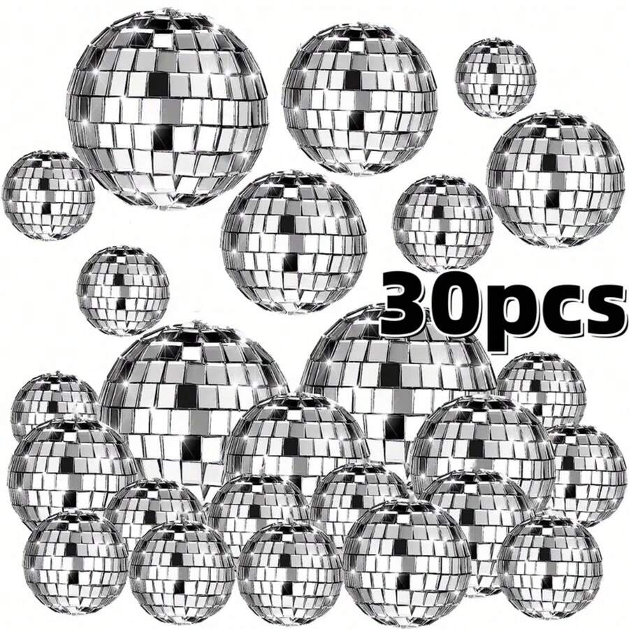 30 piezas de mini adornos de bola de disco, bolas de vidrio reflectantes plateadas para decoración de fiesta de Mardi Gras, regalo de árbol de Navidad brillante - 4 cm, 10 unidades - Ver 1