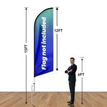 Feather Flag Pole Kit Fits 12FT Swooper Flags 15FT Tall Aluminum Flagpole Set With Heavy Duty Ground Spike For Business Advertising Flags Custom Feather Flag No Flag Included - 如圖 - 查看 2