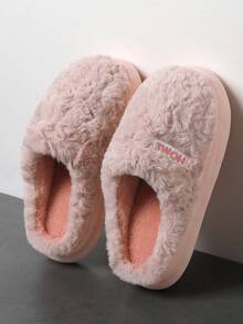 نعال منزلية نسائية فضفاضة مريحة للارتداء من دون ربط، باللون الوردي، دافئة للاستخدام الداخلي والخارجي في الشتاء