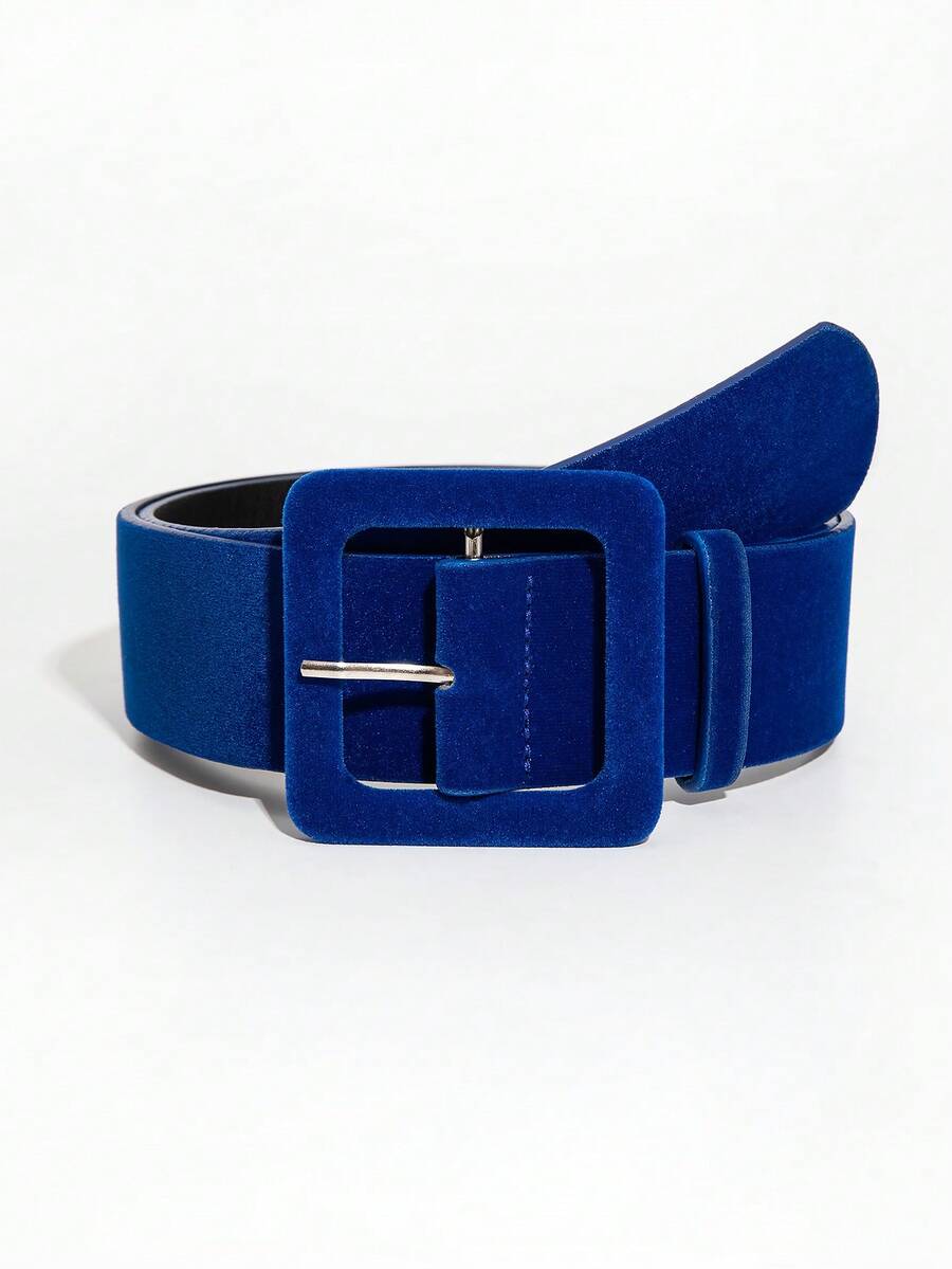 1pc Women's Simple Buckle Belt, Suitable For Pairing With Dresses - Blue - View 1