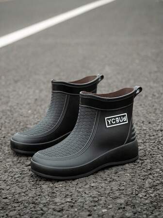 1双时尚百搭女士轻便保暖耐用防滑橡胶靴，适用于厨房、洗车等场合，厚底雨靴