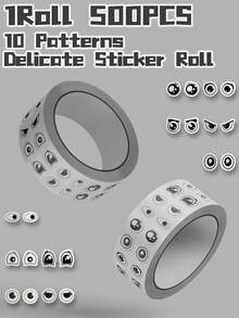 1 Rolle/500 Stücke süße Cartoon Augen Themen Aufkleber Rolle mit 10 nicht sich wiederholenden Mustern, zarte Dekoration, rückstandslos ablösbar, perfekt für Schulanfang, Geschenke, Klassenbelohnung, Feiertage, Party- und Heimdekoration, Geburtstaggeschenke, Laptop, Auto, Gepäck, Roller, Hefte, Tassen, Tablets, Notizbücher, Wasserflaschen, Handyhüllen, hochauflösender Muster, leuchtende Farben, tolle Geschenke für Studenten, Jugendliche, Büromitarbeiter - Mehrfarbig - Übersicht 4