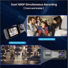 1pc Dual Channel 1080P Full HD Dash Cam, Front And Rear Dual Recording, DVR Car Camera Recorder With Loop Recording, 2-Inch Display, No SD Card Included, 150mAh Battery Capacity - Black - View 5