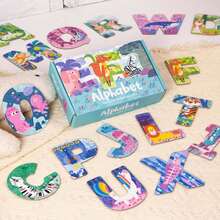 Children's Gift Box Double-Sided Puzzle, Letter Number Animal Style Theme Puzzle, Preschool Learning Puzzle, Puzzle Education Game Suitable For Boys And Girls, Birthday Gift, Christmas Gift