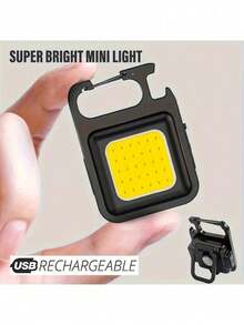 DP-10141 Nueva luz de trabajo COB recargable por USB, linterna multifuncional portátil, llavero, lámpara mini para exteriores. - Negro - Ver 1