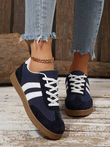 Women's Retro Casual Sports Running Shoes, Flat Sneakers, Vulcanized Shoes, Platform Sports Shoes, Pink Shoes With Rubber Soles Providing Eternal Style, High Comfort, Essential For Ladies - Black - View 4