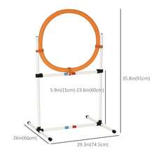 PawHut 2-In-1 Dog Obstacle Training Agility Equipment Tire Jump Ring/Hurdle Bar With A Simple & Easy Setup & Storage Bag - Multicolor - Ver 2