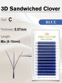 CoMango 12對 0.07mm 彩色蓬鬆3D假睫毛，混色棕色、紫色、藍色等多色，8-15mm，適用於Cosplay、睫毛接種與萬聖節 - 卡其色 - 查看 10