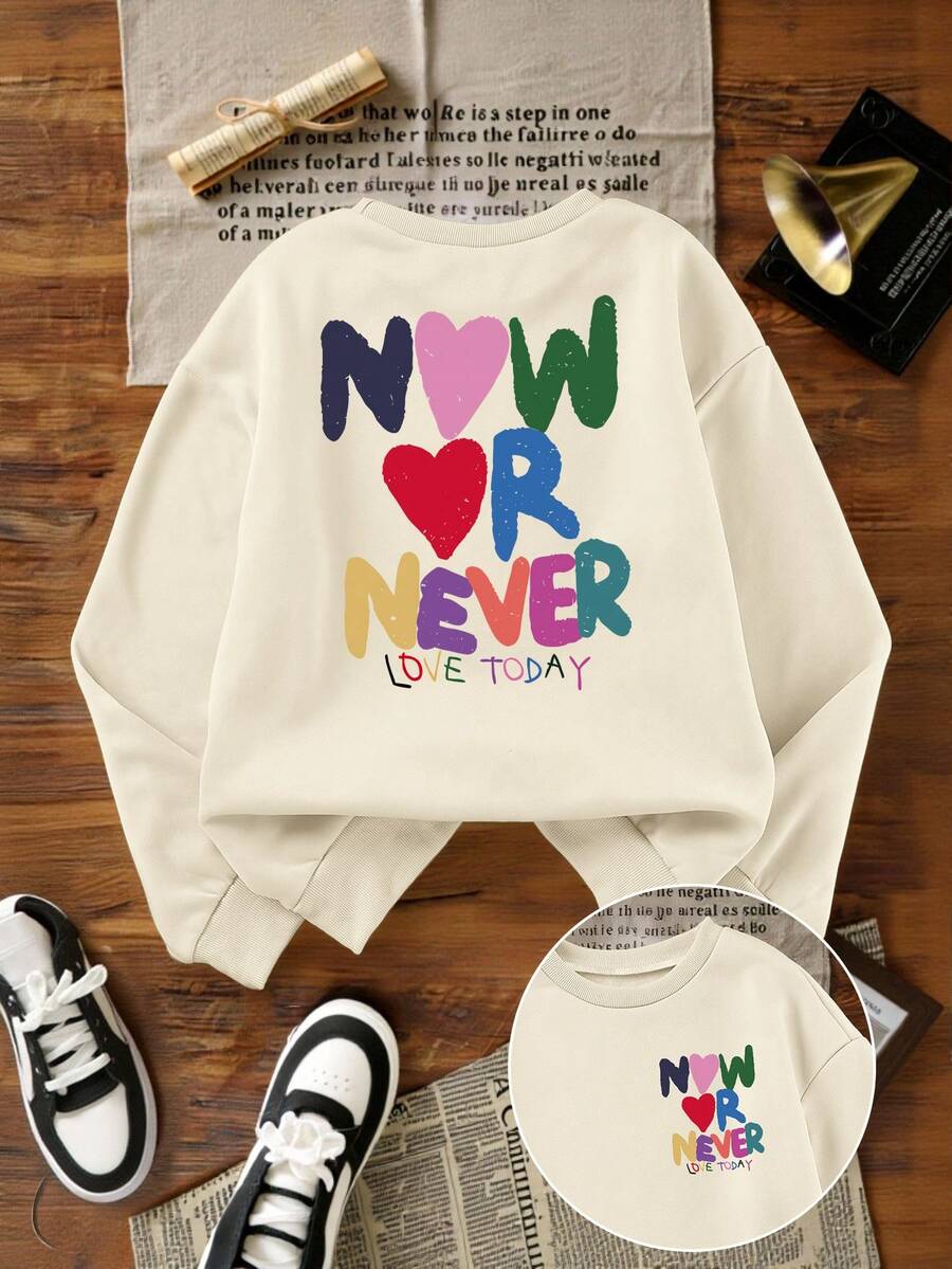 Clothes Autumn And Winter Women's Pattern Print Sweatshirt - Apricot - View 1