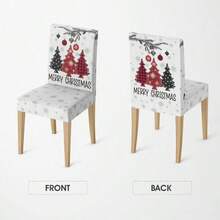 - Juego de 4 fundas para sillas de comedor de Navidad, pinos rojos, elsticas, extrables y lavables, protectores de silla para comedor y decoracin del hogar - Blanco y rojo + 8 - Ver 6