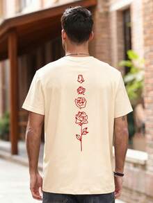 2025 男士花卉印花圆领短袖休闲T恤，夏季