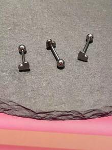 1pc Skin-Friendly Hypoallergenic Titanium Steel Heart Shaped Tongue Ring, Suitable For Drinking, Punk Style Unisex Body Piercing Jewelry - Heart-shaped Tongue Piercing - View 9