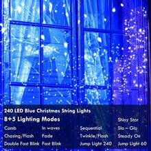 240LED 88Ft Connectable String Lights Indoor Outdoor Wire Warm White Lights Twinkle Fairy In With Timer Bedroom Classroom Wedding Tree Patio Decor - Blue + 240LED - View 4