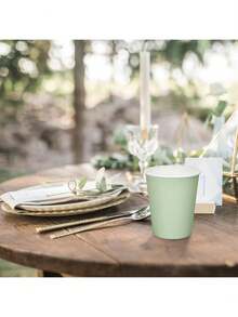 90/50/20/10个装纸杯，派对纸杯，鼠尾草绿纸杯，冷饮杯和咖啡杯，派对饮具，适合生日派对、婚礼、母亲节等场合 - 彩色 - 查看 6