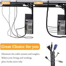 2 Meter 8-25mm Cable Spiral Wrap Tidy Cord Wire Banding Loom Storage Organizer PE TV Wire Winding Tube Wire Sleeves