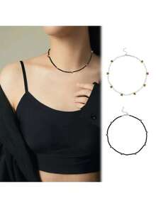 Collar de cuentas de arroz hechas a mano con diseño de cereza, cadena de collar premium dulce y delicada para uso diario y fiestas - Unitalla - Ver 3