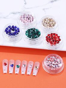 6 cajas de decoraciones de uñas con forma de corazón, accesorios de arte de uñas de resina clara y colorida con forma de corazón dulce, decoraciones para fiestas de San Valentín y Año Nuevo, suministros de arte de uñas para damas y niñas